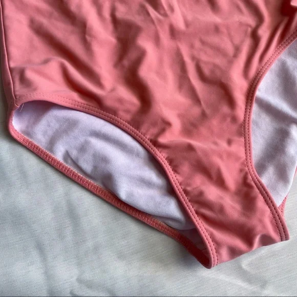 Kortni Jeane One Piece Swimsuit Halter Ruched Strapless Swim XS Pink Tie Back - Picture 2 of 10